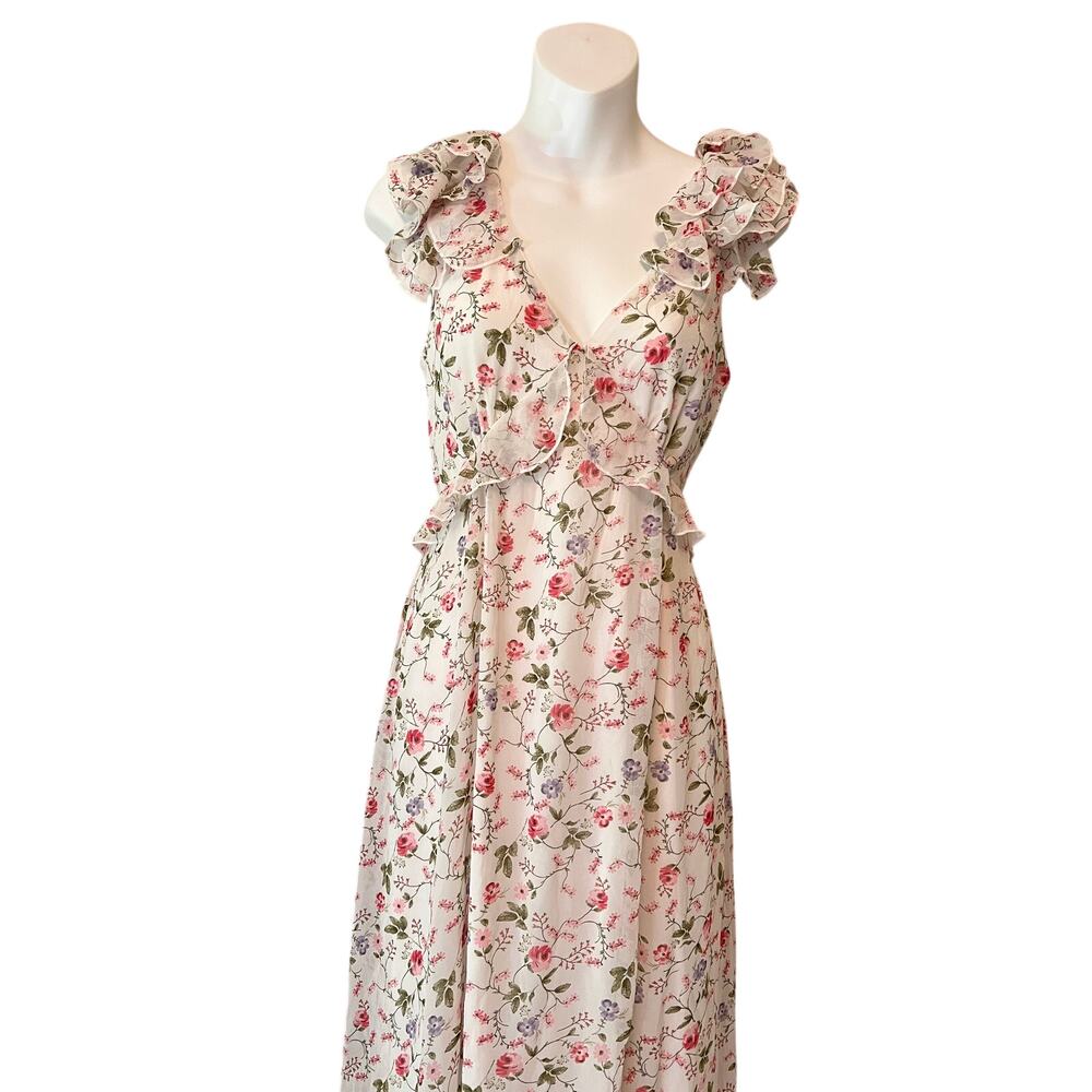 Audrey Parks Francesca's Maxi dress floral ruffle tie back romantic fairy boho